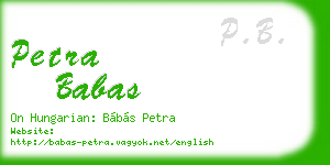 petra babas business card
